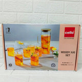 Di0248 Cello Woody Glass Jug Set, 7-Piece - 1L Jug with 6 Tumblers