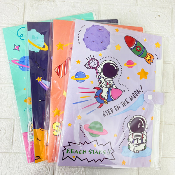 AM2763 File Folder  A4 Paper with Button Lock, Certificates Holder with 6 Pockets, Office Documents File, Expandable Folders for Documents