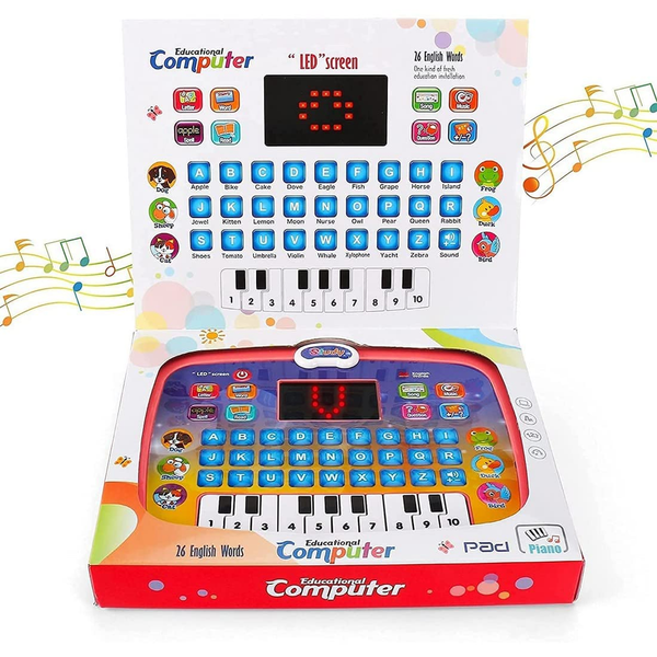 AM0873 Educational Learning Kids Laptop Tablet Computer Plus Piano with led Screen Music Fun Toy Activities for Kids Toddlers