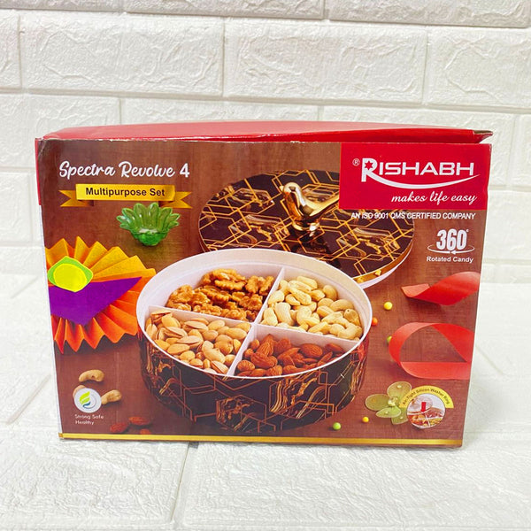 Di0186 Rishabh Spectra Revolve 4 Multipurpose Serving Set with Golden Bird Handle