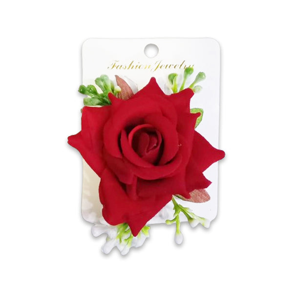 AM1111  Red Rose & White baby Flower Hair Clip For Women