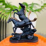 AM5929 Standing On Mountain Horse Showpiece, Double Horse Showpiece for Home, Table, Office