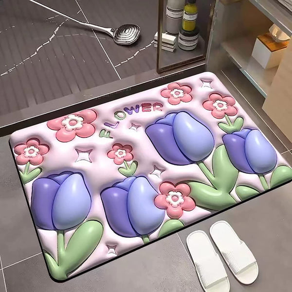 3982 3D Visual Anti-Slip Absorbent Cute Flower Bath Mat - 23 Inch