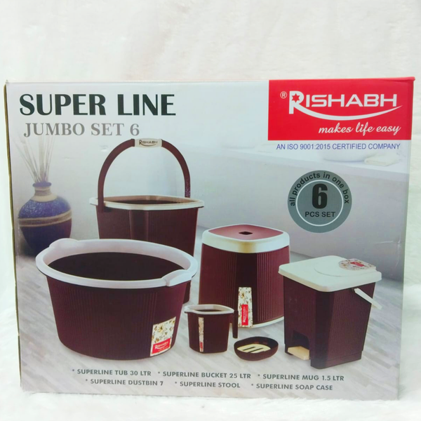 AM6226 Rishabh Super Line Jumbo Set 6 – Premium Bathroom Utility Kit
