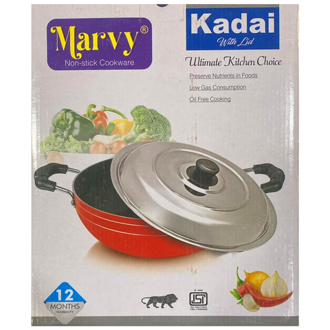 3377 Marvy Non-stick Cookware Kadai with Lid 2.5 LTR