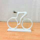 TM0015 Modern Abstract Cyclist Figurine - White Resin Bicycle Rider Statue for Home Decor