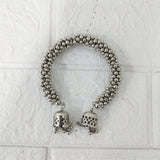 Di0219 Traditional Oxidized Silver Beaded Bracelet with Jhumka Charms