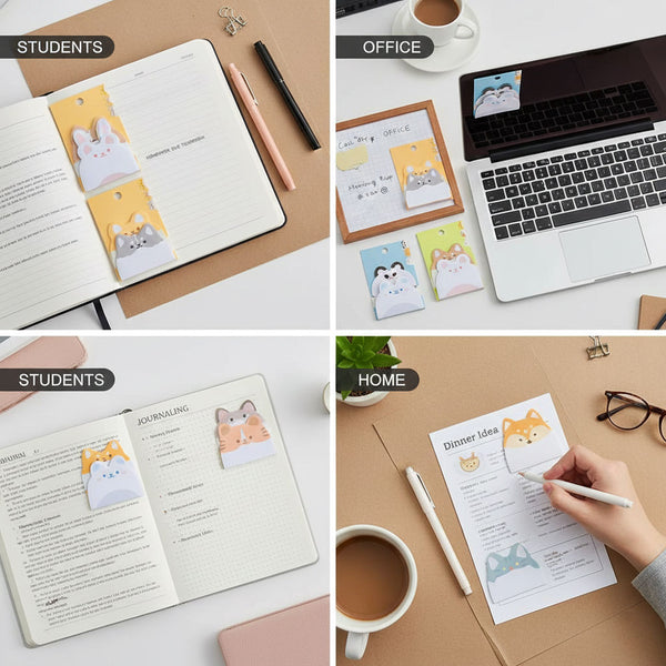 AM6316 Cute Animal Self-Sticky Notes - 1pc (50x60mm) for Students, Home, Office, and School