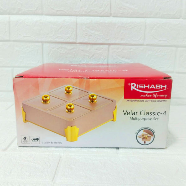 Di0149 Rishabh Velar Classic-4 Multipurpose Serving Set with Golden Knobs