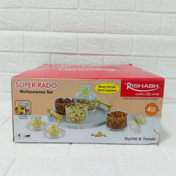 Di0150 Rishabh Super Rado Multipurpose 4 Jar Set with 360° Revolving Tray