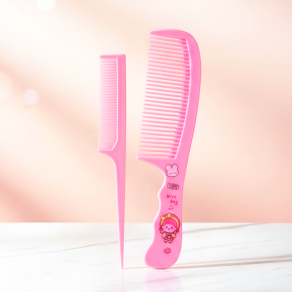TM0120 Mix-Design Cute Graphic Printed Hair Comb Set of 2