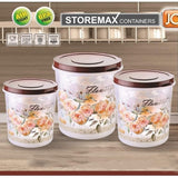 AM3946 Joyful Storemax 3 Piece Printed Kitchen Storage Container Set with Scoop, Capacity – 5000 ml, 7500 ml, 10000 ml