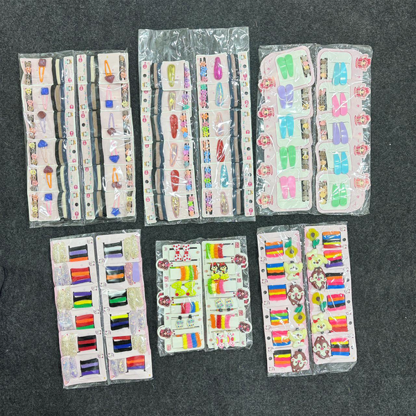 AM6375 Mix Colorful Fuzzy Hair Elastics and Cartoon Animal Hair Clip Set for Girls