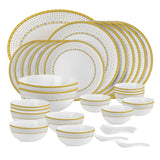 AM5753 Cello Opalware Divine Infinity Dinner Set, 33 Units | Microwave & Dishwasher Safe | Light-Weight & Thermal Resistant | Crockery Set for Dining & Gifting