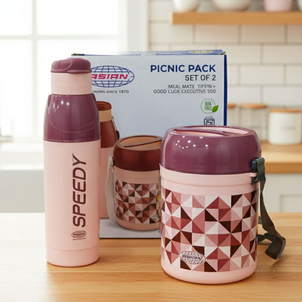 AM6178 Asian Picnic Pack Set of 2 -Tiffin + 500ml Bottle