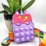 AM0879 Fidget Toys Push Pop Purse Shoulder Bag Lovely Silicone Unicorn Crossbody Bag For Kids