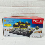 Di0165 Rishabh Cosmos Set of 4 Multipurpose Jars with Marble-Look Tray & Golden Lids