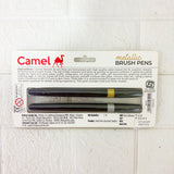 AM6298 Camel Metallic Brush Pens 2 Shades Gold & Silver