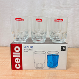 AM6556 Cello Azur P-Series Glass Tumbler Set, 270ml (Set of 6)