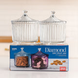 Di0361 Diamond Dry Fruit Transparent 2pc Jar with Lids - 500ml (Mix Colour)