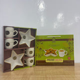 A07844 PRIME NUTS 6 Pcs Ceramic Tea Cup & Star Bowl Set (4 Cups + 2 Star-Shaped Platters)