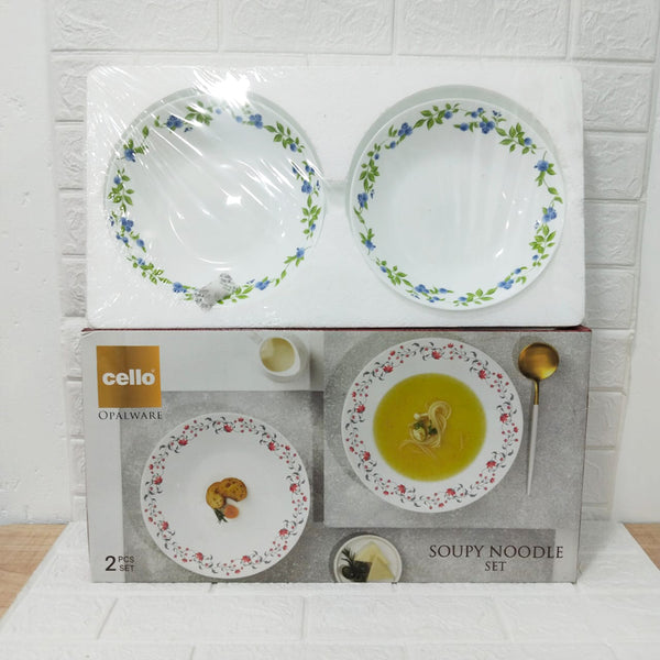 Di0241 Cello Opalware Royale Soupy Noodle Set - 2 Piece Dinnerware with 'Moon Rose' Design