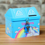 AM5906 Unicorn Hut Shape Piggy Bank for Kids (Multicolor) - Lock and Two Keys