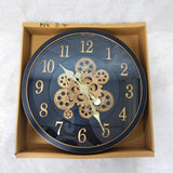 AM6253 Glam Black & Gold Industrial Gear Wall Clock