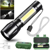 Led Flashlight Rechargeable Torch Light USB Super Bright Torch