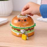 TM0153 Cute Cartoon Burger Shape Metal Piggy Bank with Lock & Key