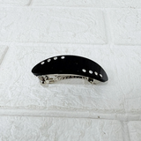 AM6390 Elegant Black Oval Rhinestone Hair Clip - Sparkle Snap Barrette