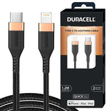 AM5885 Duracell USB Type C To Lightning Apple Certified (Mfi) Braided Sync & Charge Cable - 3.9 Feet (1.2M)