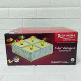 Di0185 Rishabh Velar Vintage 4 Multipurpose Container Set – Premium Marble Finish Base with Golden Lid & Ring Handle