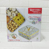 Di0156 Rishabh Clara Vintage 4 Multipurpose Storage Set | Premium Floral Dry Fruit Box with Golden Bird Handle