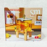 AM6275 High Borosilicate Glass Juice Dispenser with Wooden Stand – 1 Pc