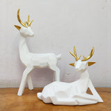 AM5367 White Deer Pair Showpiece for Home Decor Showpiece- Pack of 2 deer