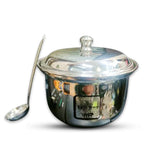 AM2211 Tall Boy Plain ss Govardhana Ghee Pot with Lid and Spoon 200ml