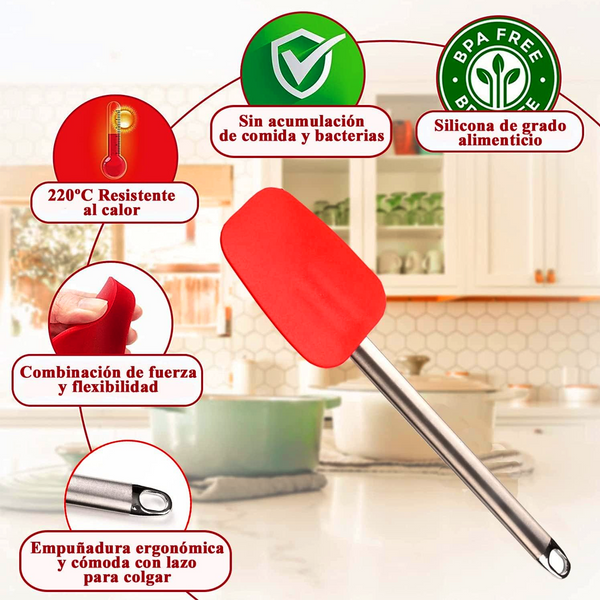 AM6332 Silicone Spatulas with Steel Handle - 1pc