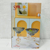 AM6273 Elegant Twin Glass Bowl with Golden Tricycle Stand – Decorative Serving Set