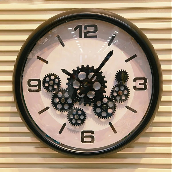 AM5948 Black Gear Wall Clock with Industrial Design