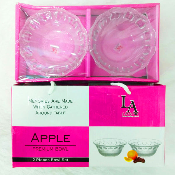 Di0254 Apple Premium Glass Bowl Set – 2 Pieces