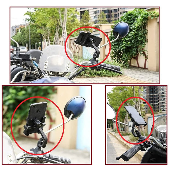12674 FULL METAL BODY BIKE & SCOOTY 360 DEGREE ROTATING MOBILE HOLDER STAND FOR BICYCLE, MOTORCYCLE, SCOOTY THAT CAN FITS ALL SMARTPHONES (1 PC)