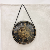TM0105 Vintage Gear Design Hanging Wall Clock (Black & Gold)