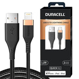 AM5886 Duracell USB-A To Lightning Apple Certified (Mfi) Braided Sync & Charge Cable - 3.9 Feet (1.2M)