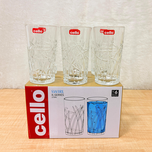 AM6548 Cello Swirl K-Series Glass Tumbler Set - 275ml (Set of 6)