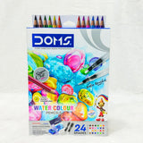 AM5040 Doms Super Soft Hexagonal Pre-Sharpened Water Soluble Colour Pencils 24 Sahdes 8677
