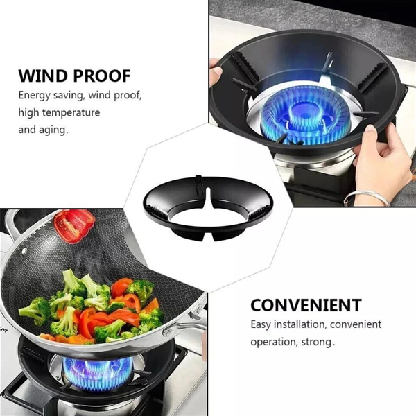 A06893 Gas Stove Energy Saving Windproof Burner Ring Stand - Black