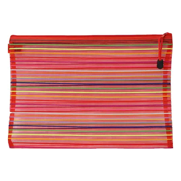 AM5229 Transparent Colorful Rainbow Stripe Multipurpose Bag, Fridge Bag with Zipper - 35x28Cm - Large (Pack of 1)