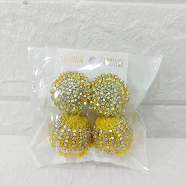 Di0301 Sparkling Stone Studded Jhumka Earrings