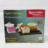 Di0157 Rishabh Super Canopy Multipurpose Set - 4 Heavy Acrylic Containers with Black Marble Finish Tray